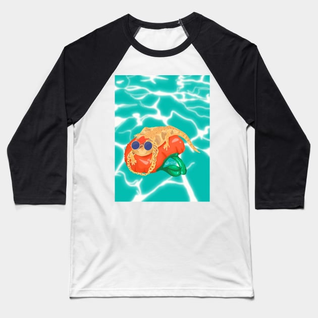 Summer Vibes Illustration Baseball T-Shirt by mackachow